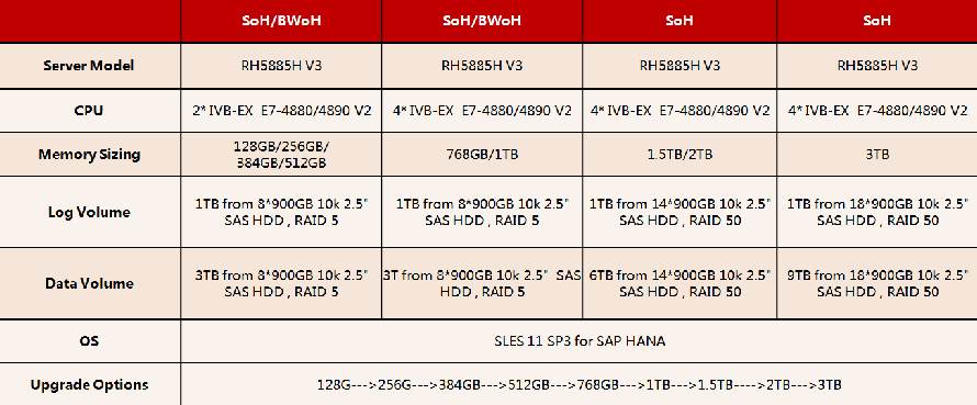 Huawei RH5885H server based SAP HANA common configuration
